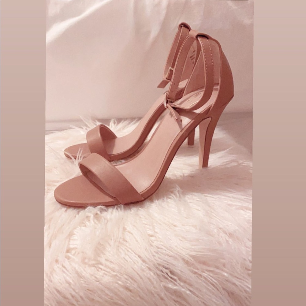 Nude leather strap stiletto
